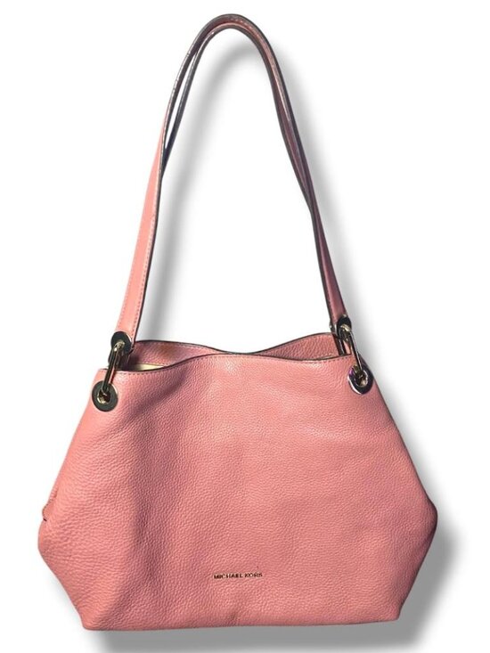 Michael Kors Handbags - NWOT - MICHAEL KORS Rose Raven Pebbled Leather Large Shoulder Bag item #40422